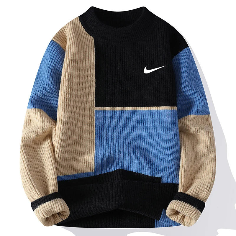 Męski Sweter Colorblock – Ciepły i Stylowy