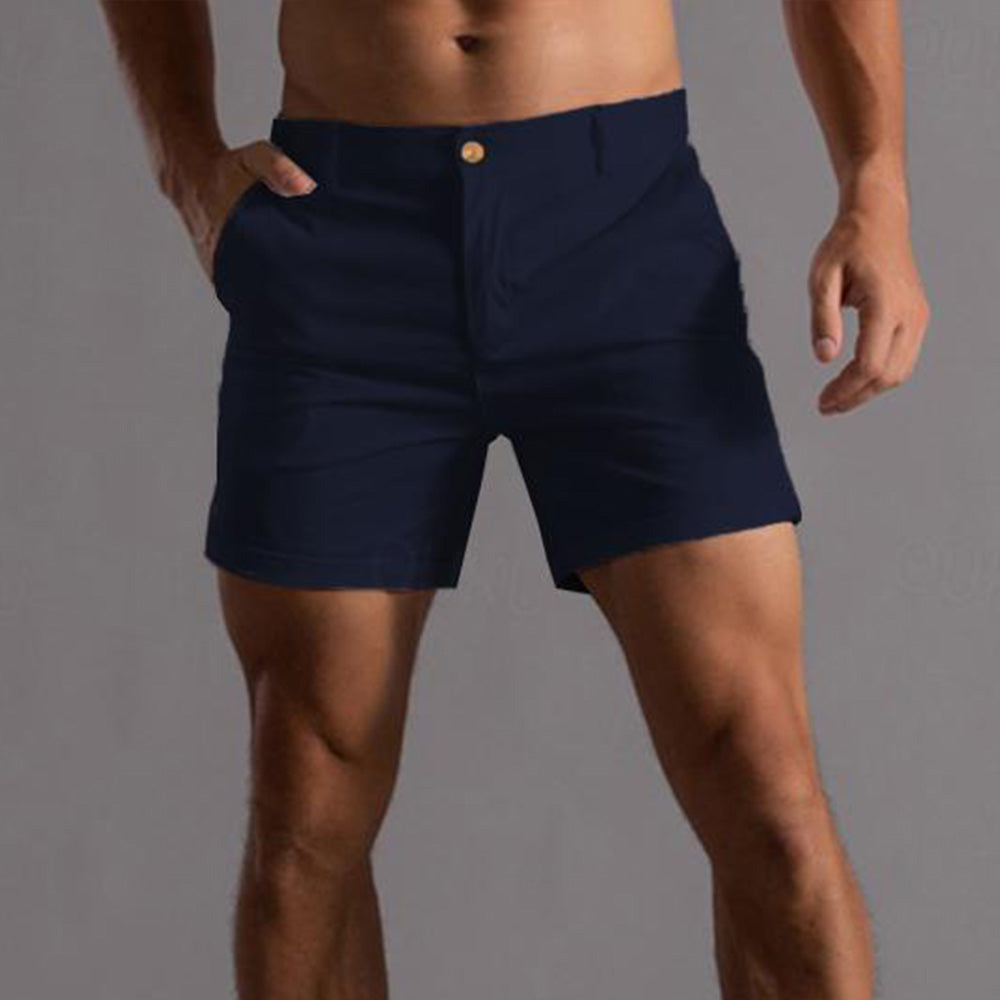 Męskie szorty slim fit z dopasowanym krojem, zapinane na guziki i eleganckim stylem