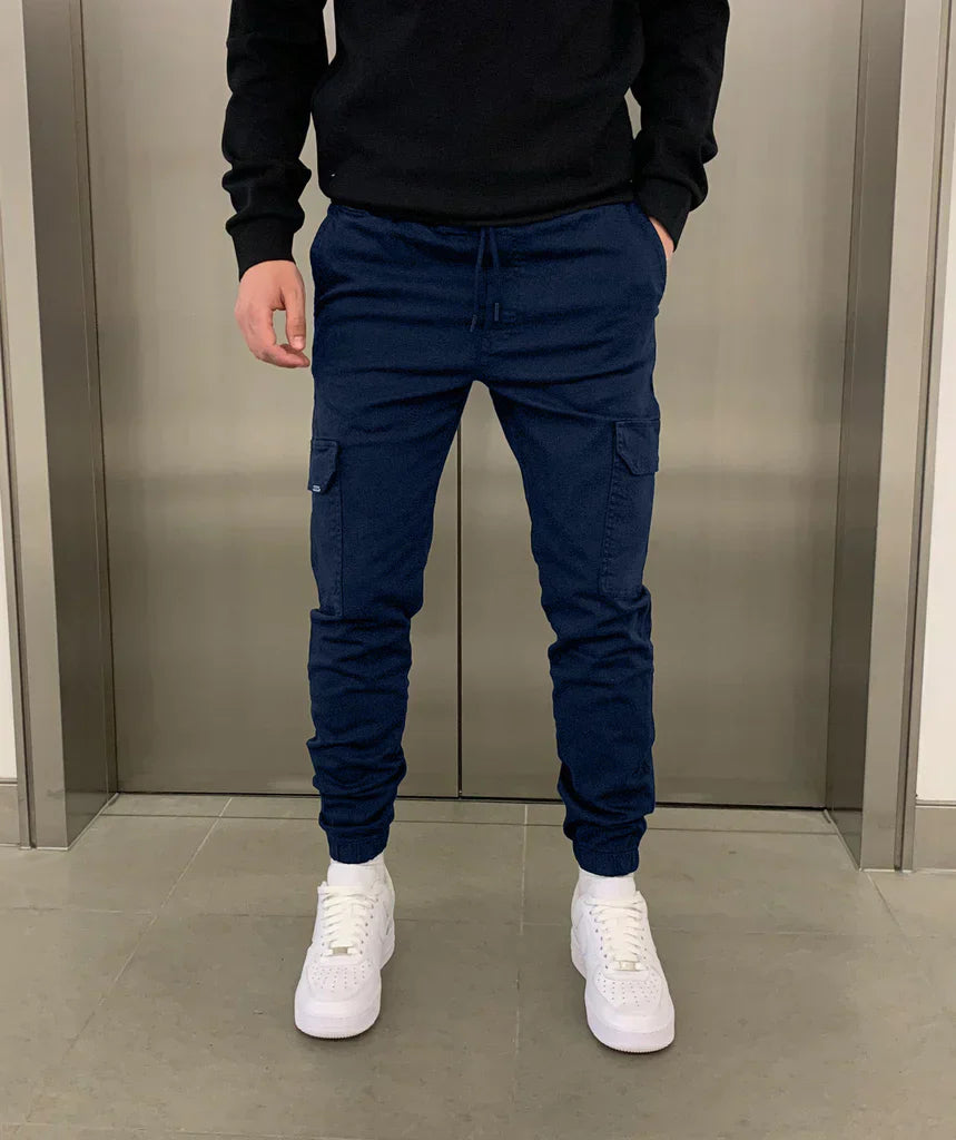Męskie Slim Cargo Joggers z Regulowanym Pasem i Wieloma Kieszeniami