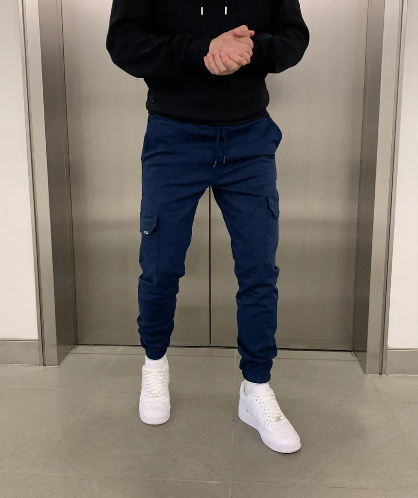 Męskie Slim Cargo Joggers z Regulowanym Pasem i Wieloma Kieszeniami