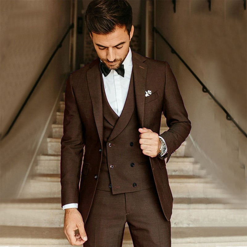 Męczny 3-częściowy garnitur slim fit z marynarką, kamizelką i spodniami