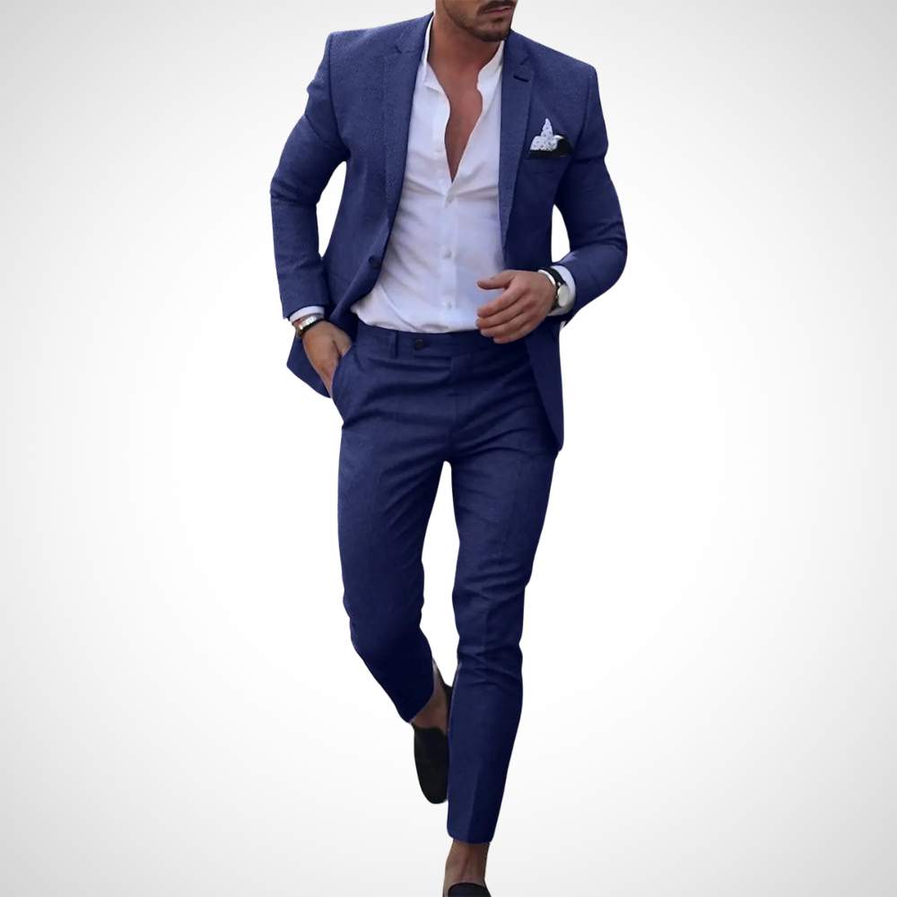 Dwuczęściowy garnitur damski slim fit z wykończeniem odpornym na zagniecenia