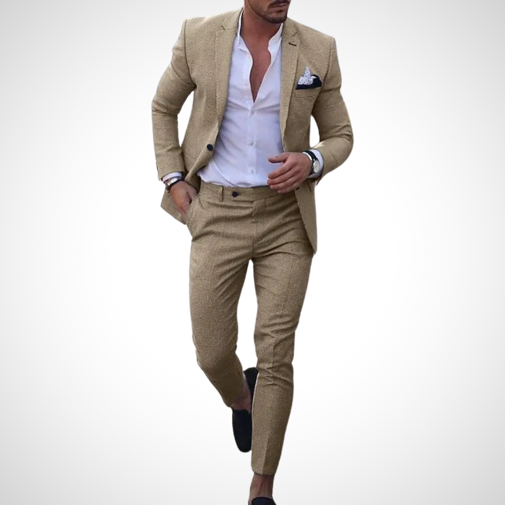 Dwuczęściowy garnitur damski slim fit z wykończeniem odpornym na zagniecenia
